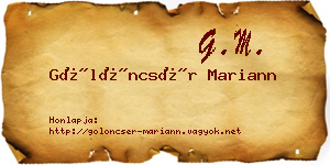 Gölöncsér Mariann névjegykártya