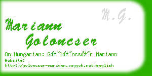 mariann goloncser business card